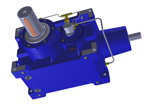 GSM.SPA (ITALY) Gearbox RXO, single stage, frame size:806, Ratio:8.39, Shaft Arrangement: ABU, Input Version: ECE, Mounting positions:M1, Shaft: Us (Customized shaft dia 70 mm, Length: 125 mm) (Double) ,painting: Typ1 = Painting and surface protection - Standard RX 800 - Low enviroment impact (Normal ambient condition , mounting position: M1